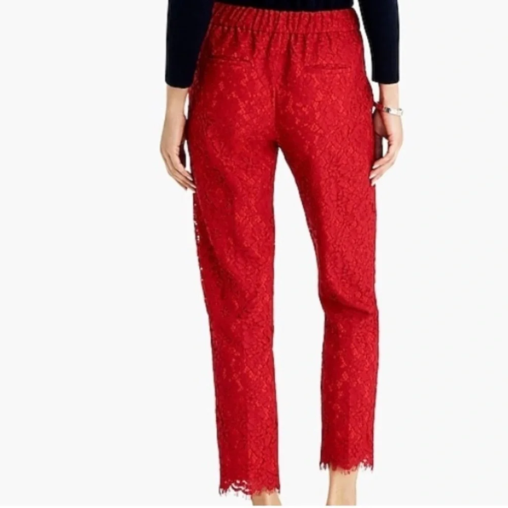 J. Crew Red Floral Lace Easy Ankle Pant Size 6